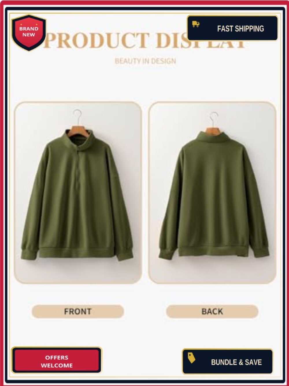Plus Size Half Zip Sweatshirt Hoodie Long Sleeve Drop Shoulder Oversized - Picture 3 of 6